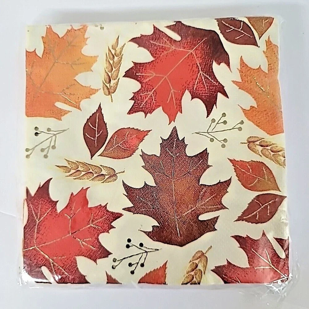 Fall Thanksgiving Party Luncheon Cocktail Napkins Table-cover Plastic‎ Cups